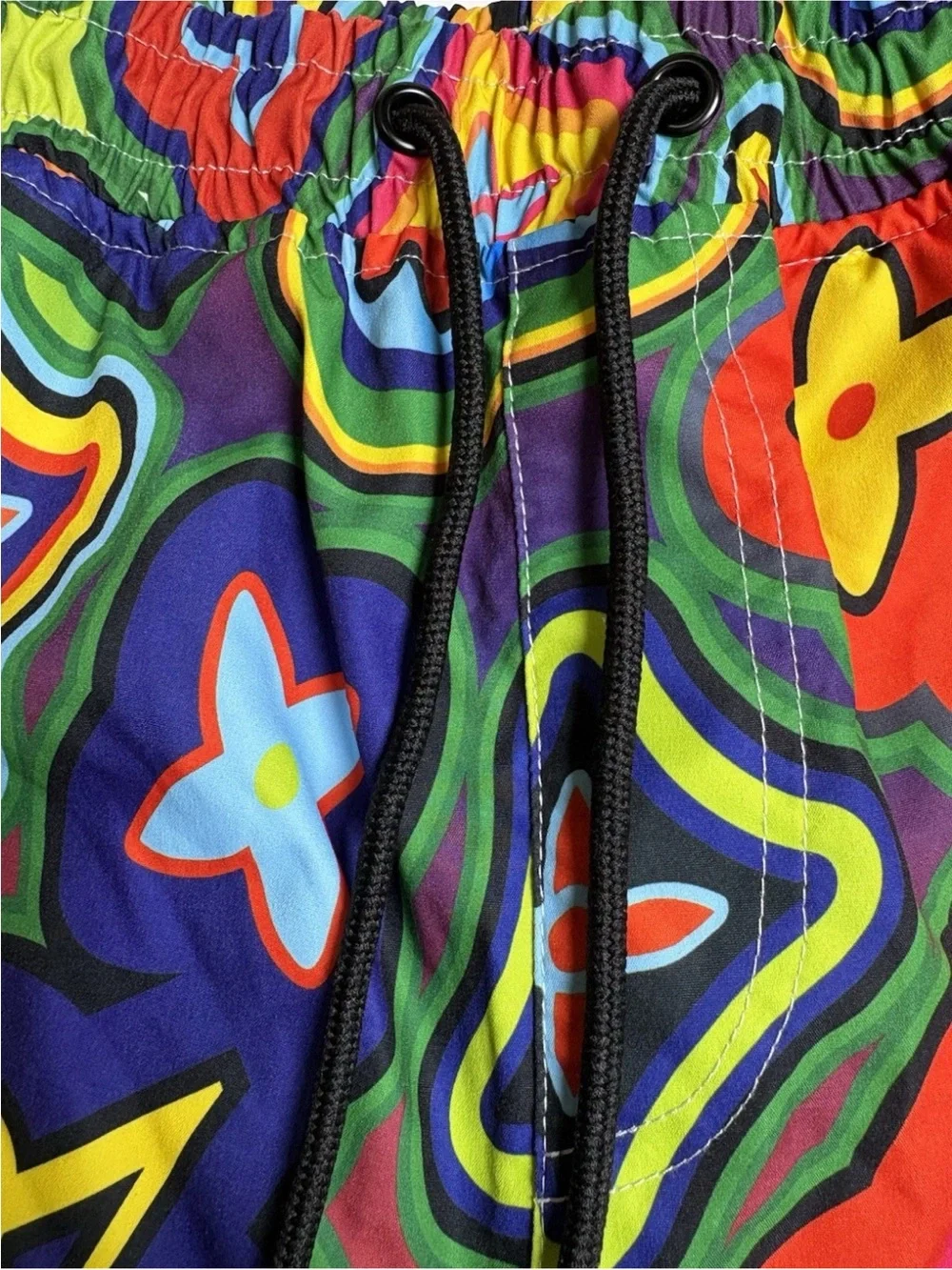Two Thr33 Originals Mens Large Swim Shorts Abstract Pattern Drawstring 7.5